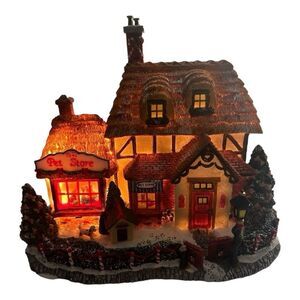 Ceramic Pet Store Village House‎ Lighted Christmas Decoration Cottagecore